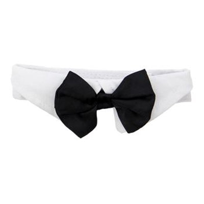 White Collar with Satin Bow Tie by Doggie Design